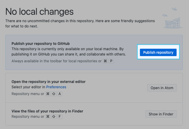 Publish repository in GitHub Desktop