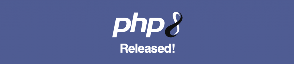 PHP 8's release banner.