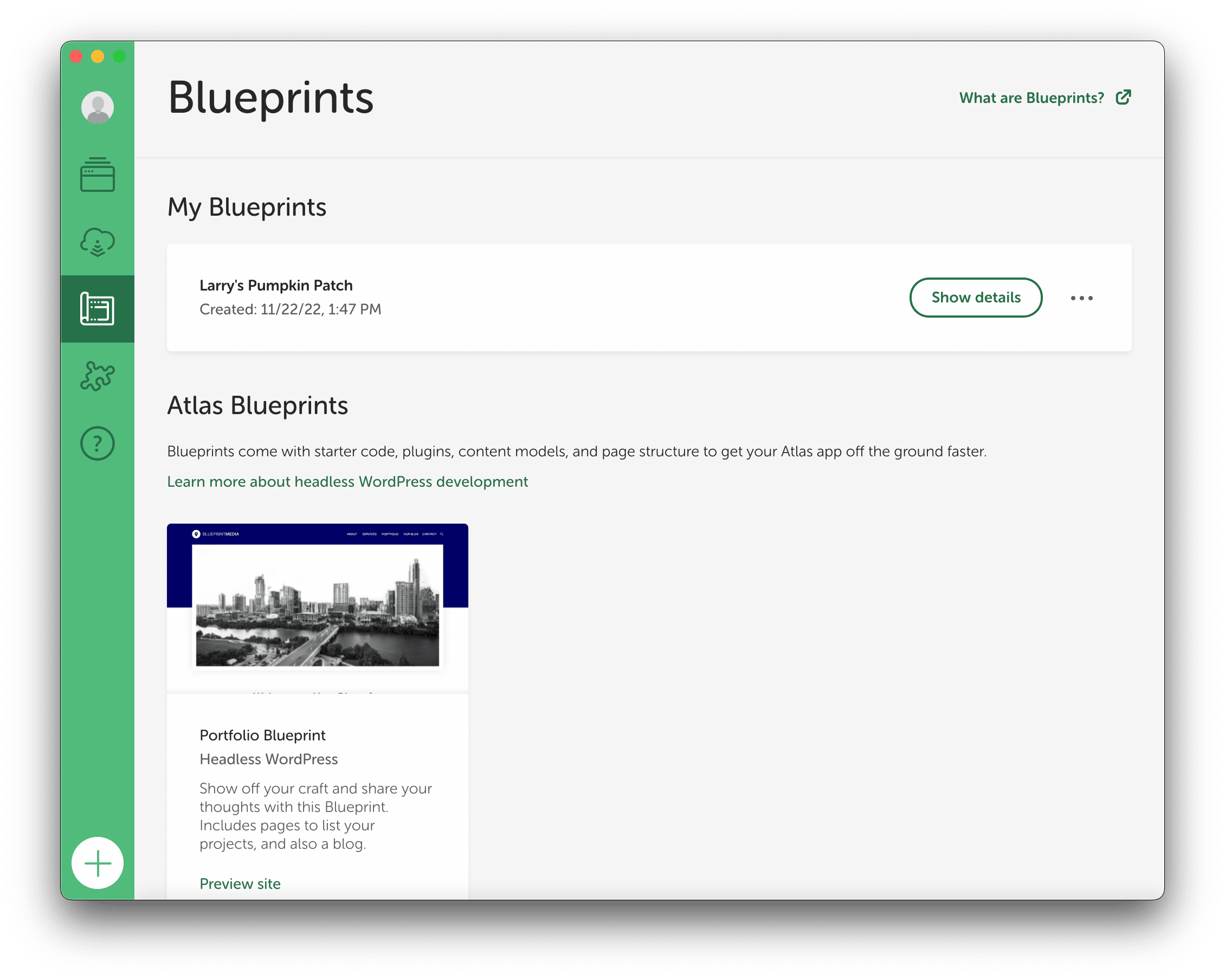 Screenshot showing Atlas Blueprint within Local