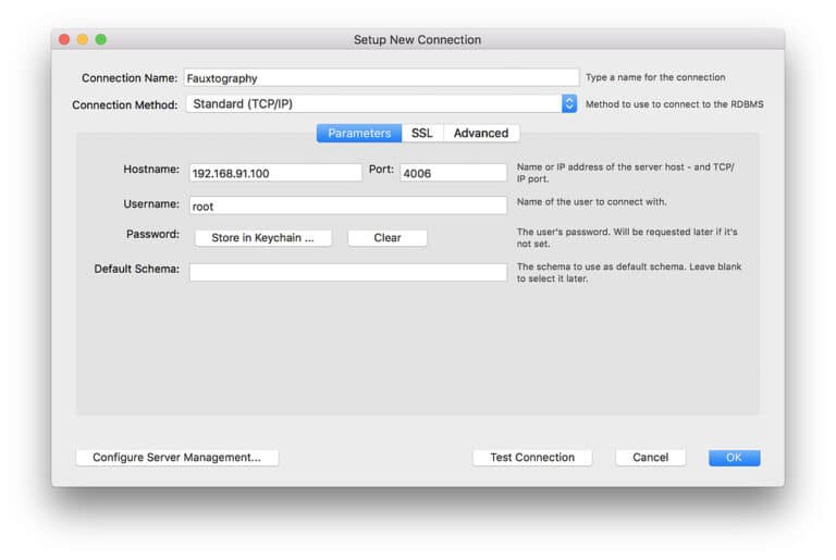Connect a different database tool - Local